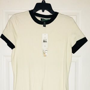 Cream and black knit sweater dress